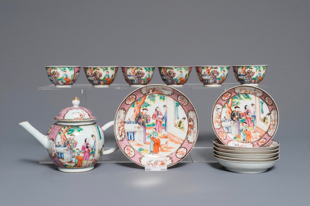 A Chinese famille rose mandarin tea service, Qianlong