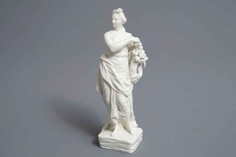 Une figure all&eacute;gorique de 'la r&eacute;colte' en porcelaine blanc de Chine de style Meissen, 18/19&egrave;me