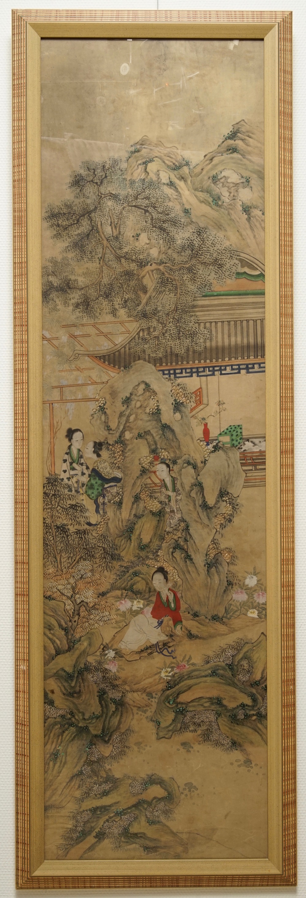 Ecole chinoise: Image du palais du printemps, 16/17&egrave;me et 'Guanyin aux servants', 19&egrave;me