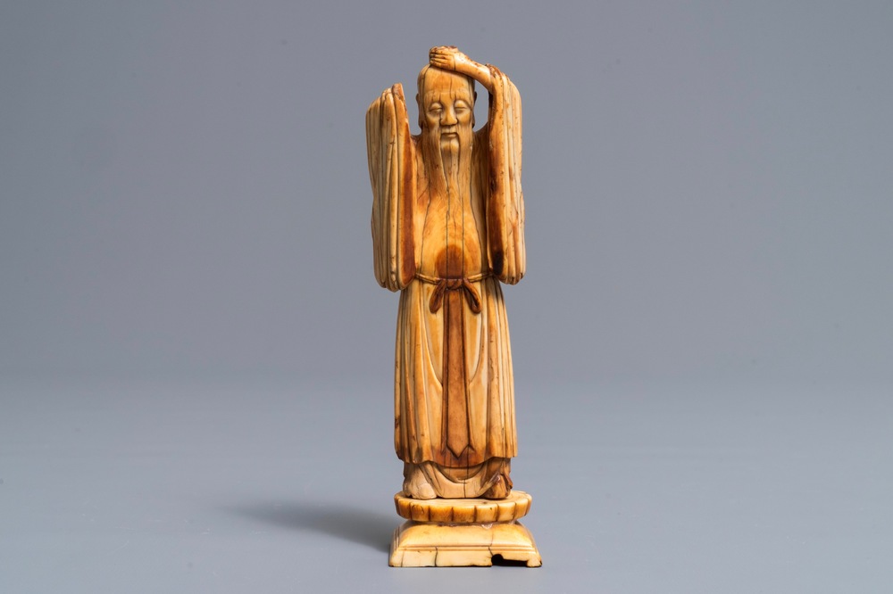 A Chinese carved ivory figure of Li Tieguai, Ming