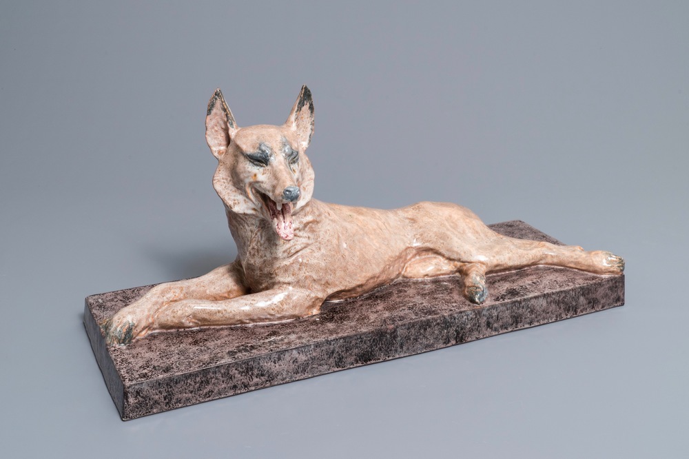 Maurice Guiraud Rivi&egrave;re (1881-1947): An Art Deco ceramic model of a dog