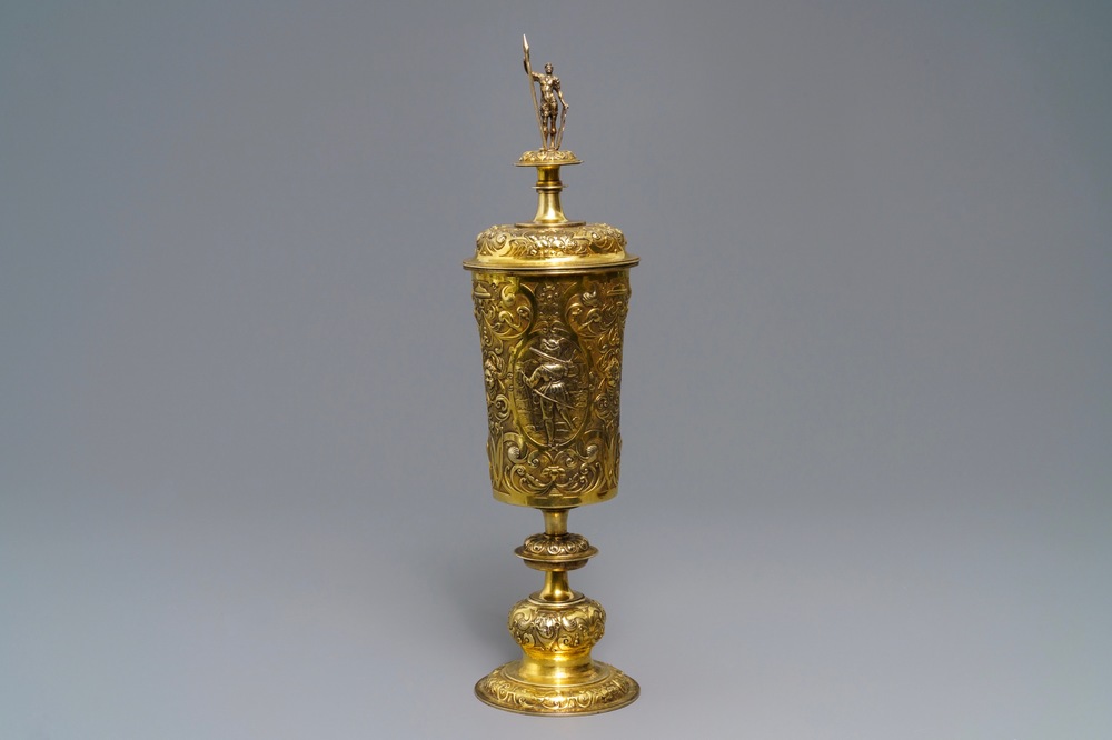 A German or Moravian silver-gilt cup and cover, 19th C. or earlier