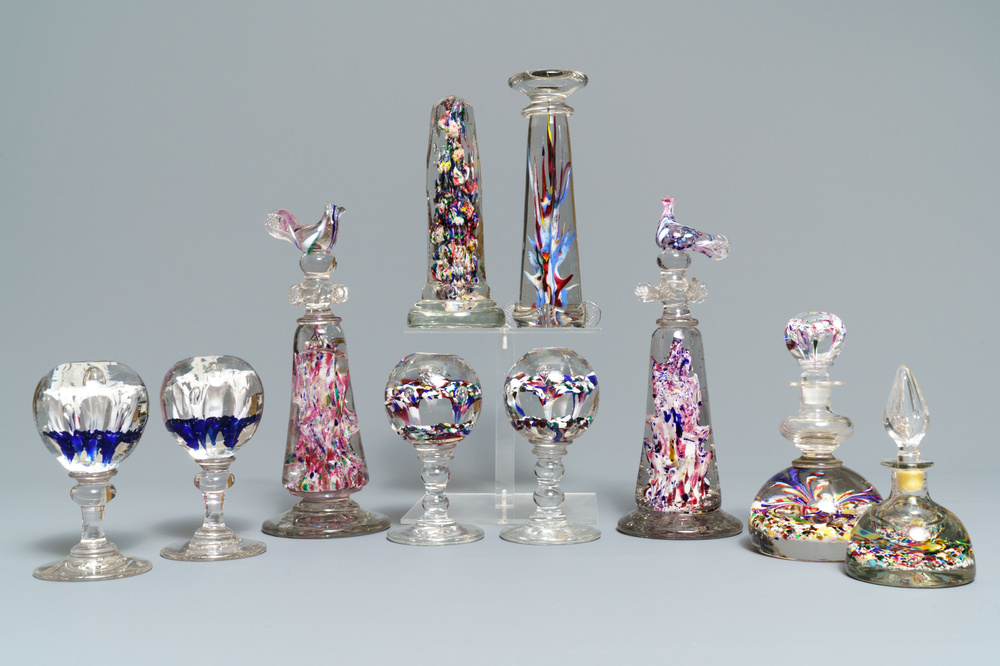 Ten glass paperweights, France, 18/19th C.