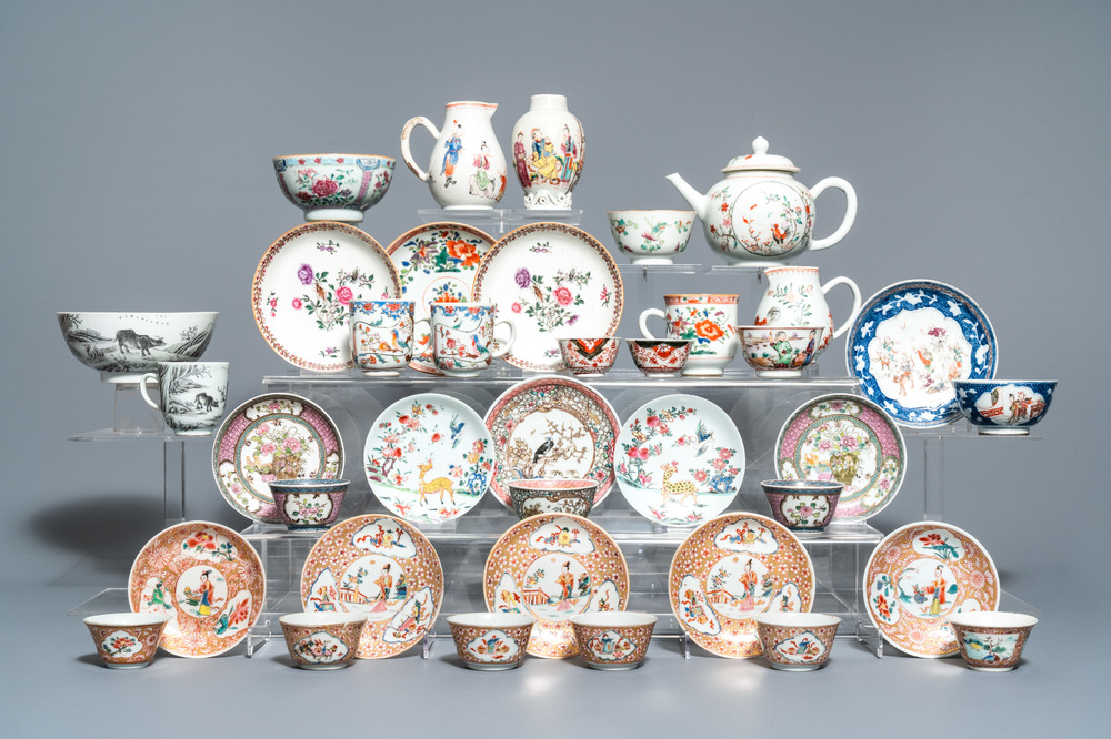 A collection of diverse Chinese famille rose and grisaille porcelain, Yongzheng/Qianlong