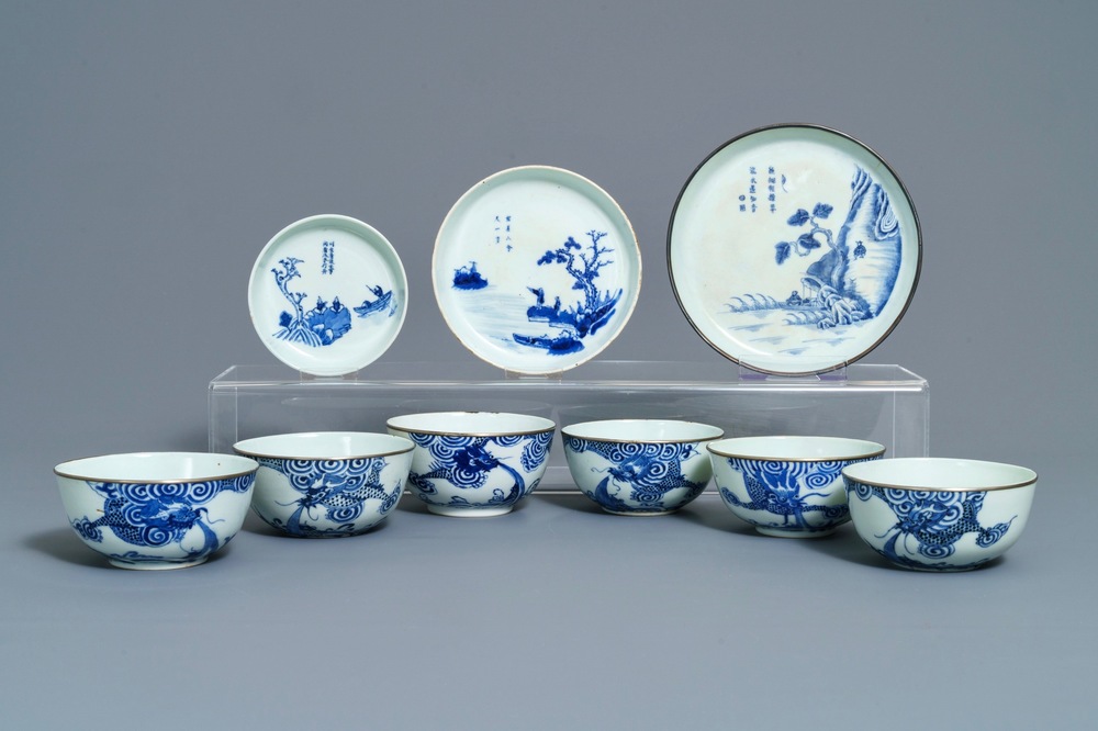 Une collection vari&eacute;e en porcelaine de Chine 'Bleu de Hue' pour le Vietnam, 19&egrave;me