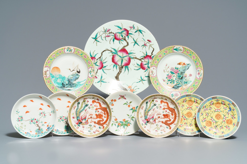 Ten Chinese famille rose plates and dishes, 19/20th C.