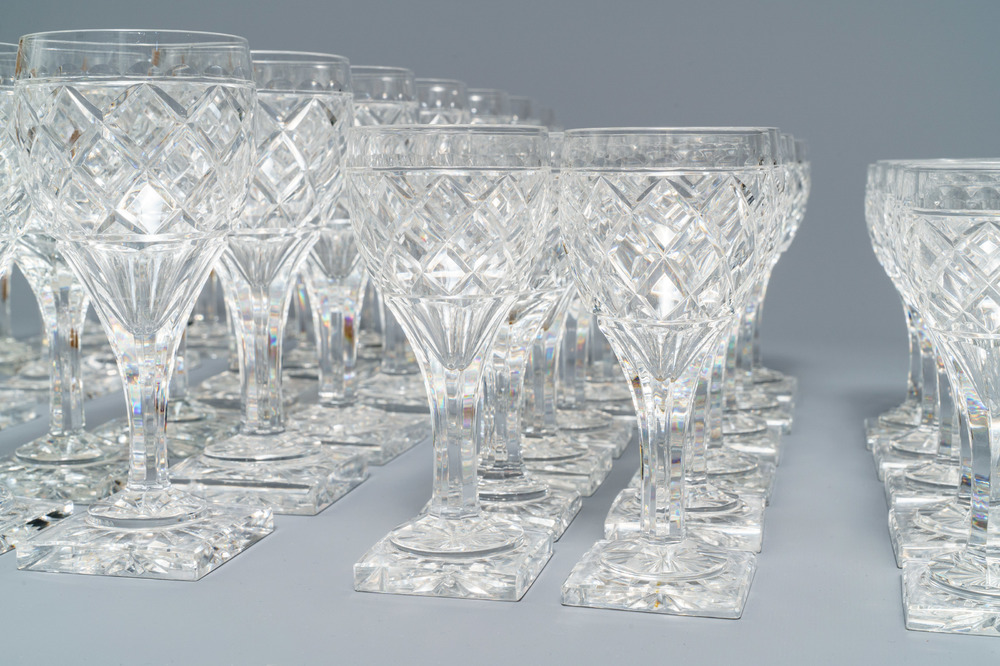 A set of 50 Val-Saint-Lambert crystal glasses, 20th C.