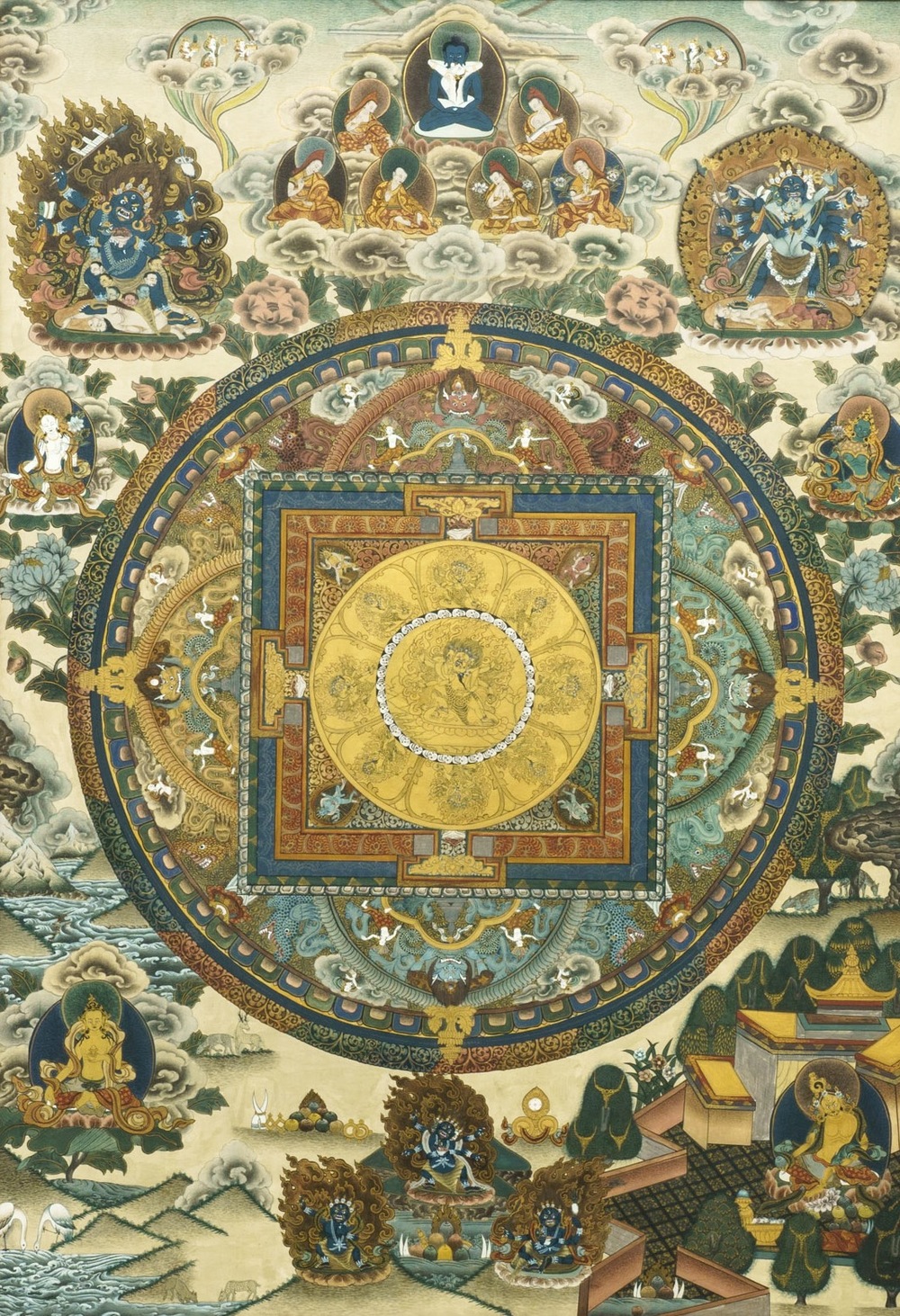 Een 'mandala' thangka, Tibet of Nepal, 19/20e eeuw