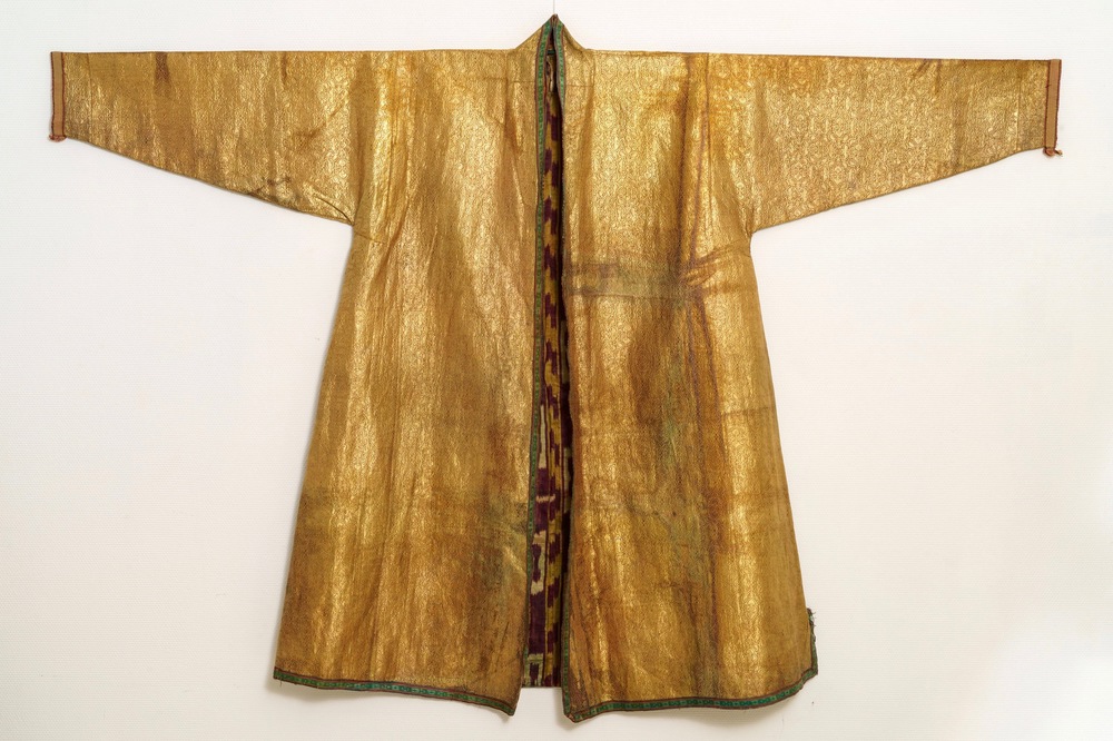 An Ottoman ikat silk and gold brocade chapan coat, Dagestan or Uzbekistan, 19th C.