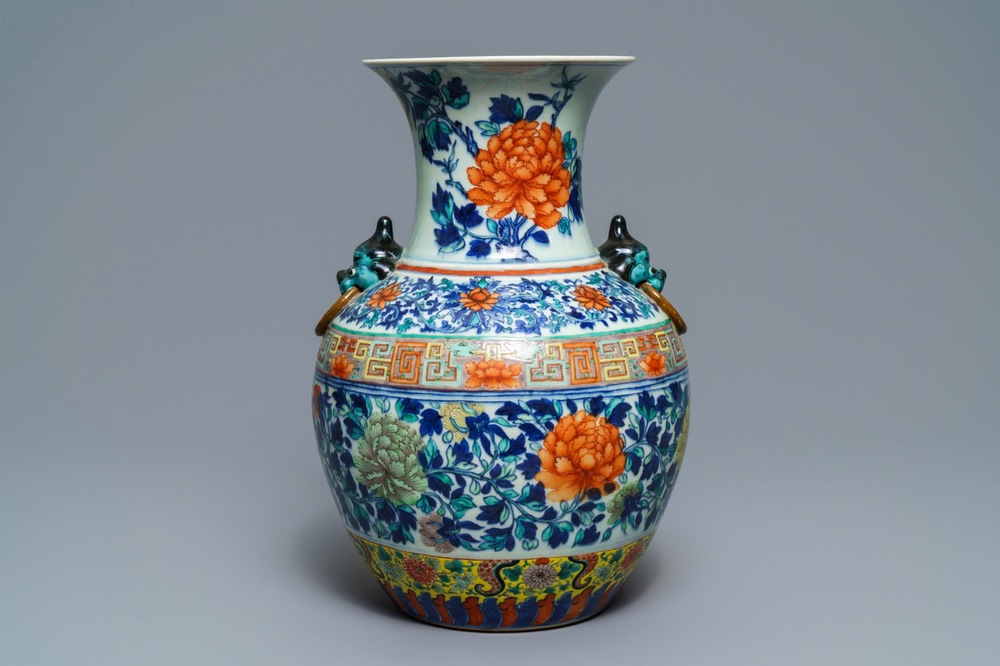 A Chinese doucai 'peony' vase, 19th C.