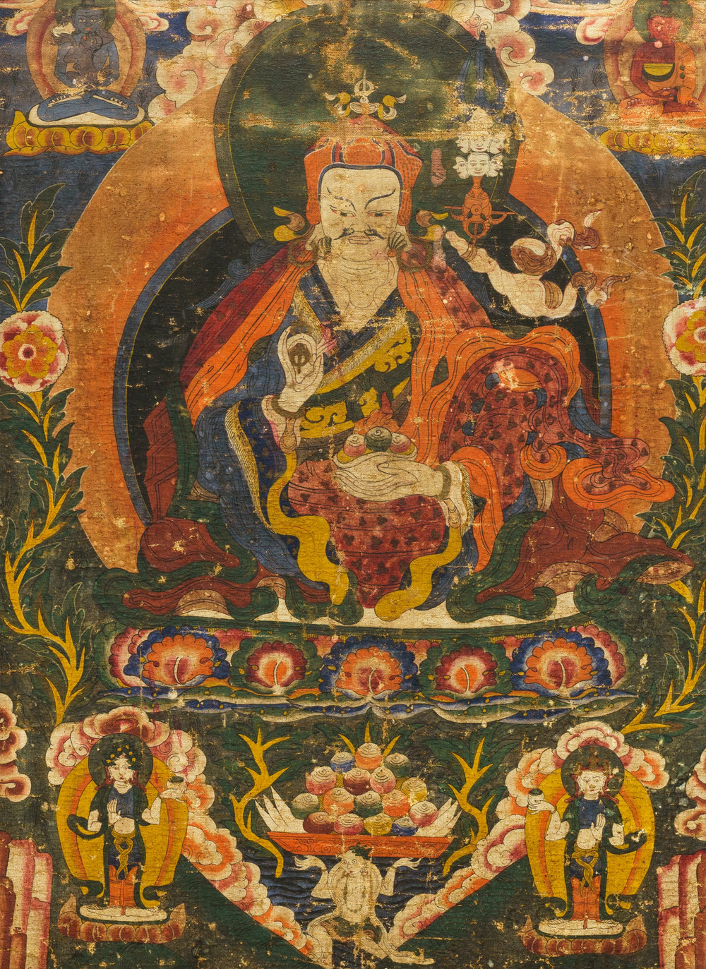 Un thangka &agrave; d&eacute;cor de Padmasambhava ou Guru Rinpoche, Tibet, 18&egrave;me