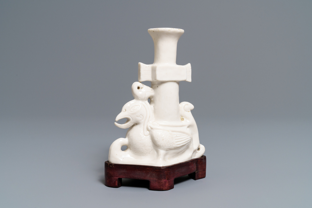 A Chinese Dehua blanc de Chine archaic-style vase, Kangxi