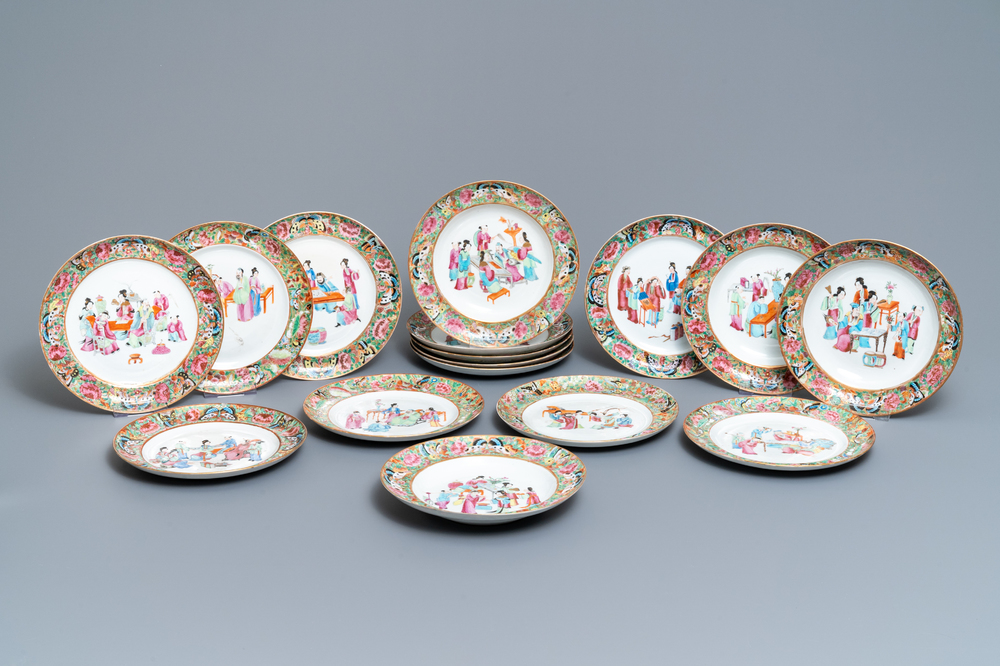 ondernemer Passend Onhandig Een 16-delig Chinees Canton famille rose servies, 19e eeuw - Rob Michiels  Auctions