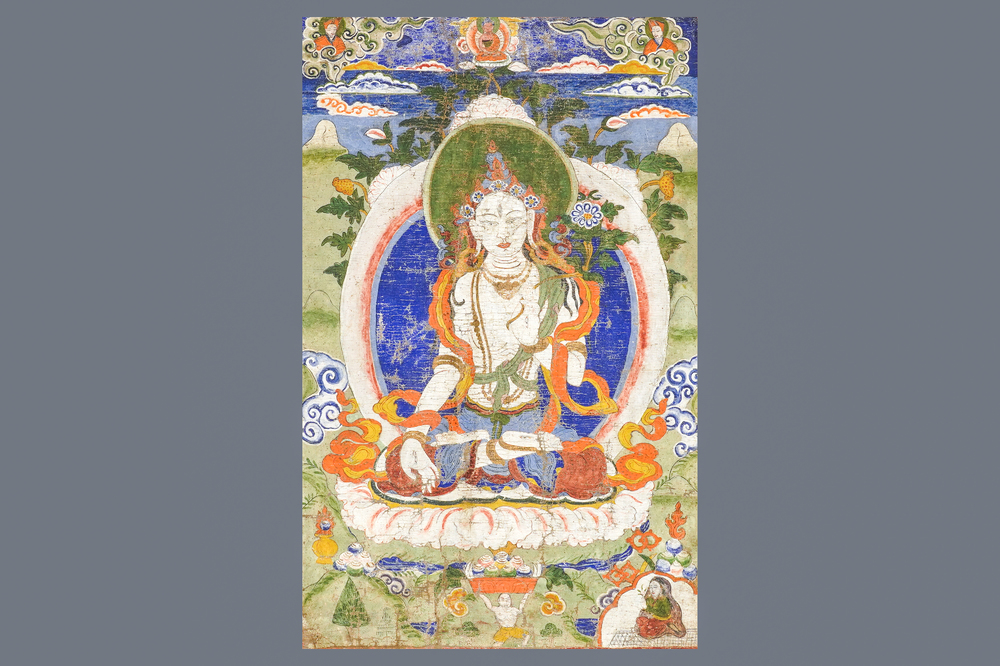 A 'White Tara' thangka, Tibet, 18/19th C.