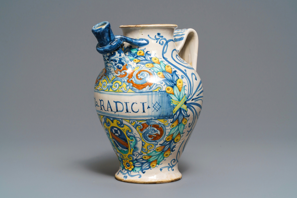 A large Italian maiolica wet drug jar, Deruta, dated 1569