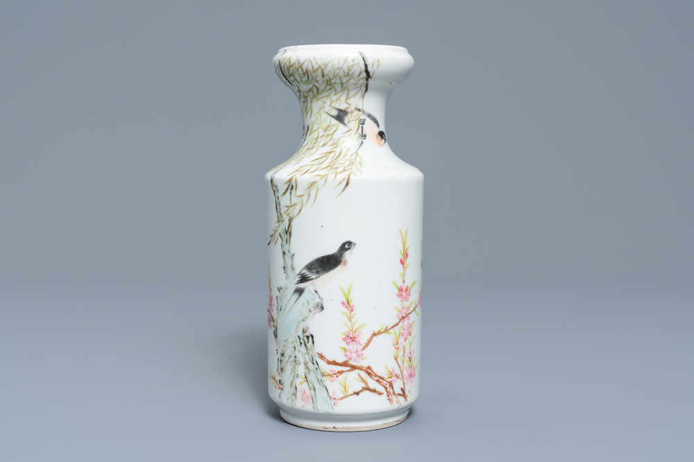 A Chinese qianjiang cai vase, signed Zhang Ying, 19/20th C.