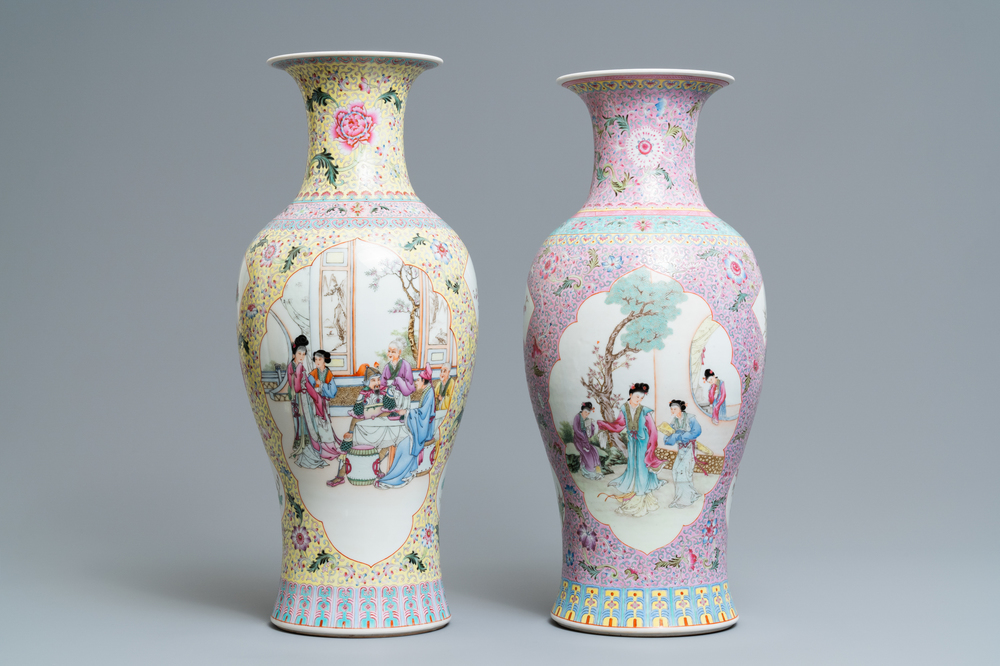 Two Chinese famille rose vases, Qianlong mark, Republic