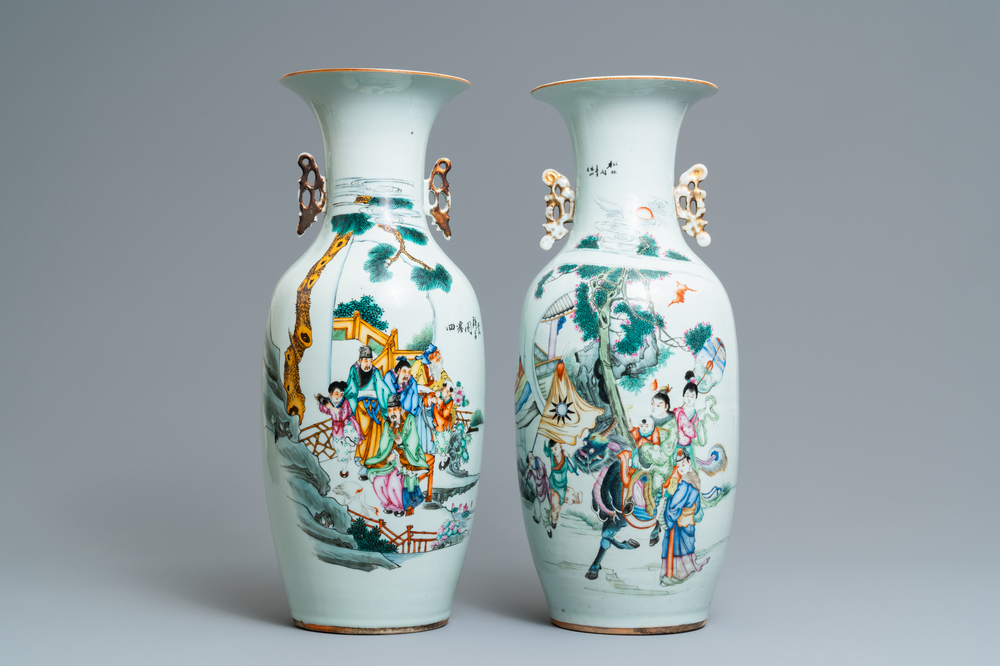 Deux vases en porcelaine de Chine famille rose, 19/20&egrave;me