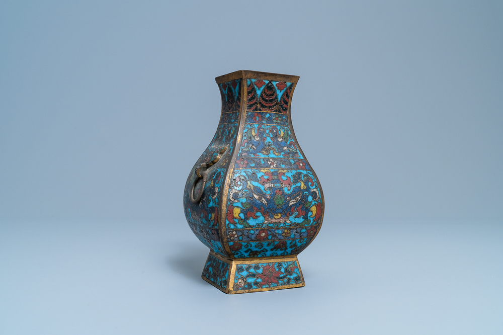 A Chinese cloisonn&eacute; 'fanghu' vase, Wanli