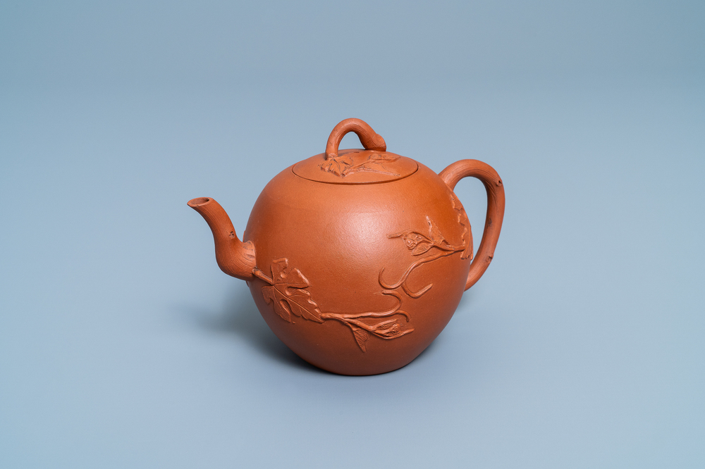 A Chinese Yixing stoneware teapot and cover, Kangxi