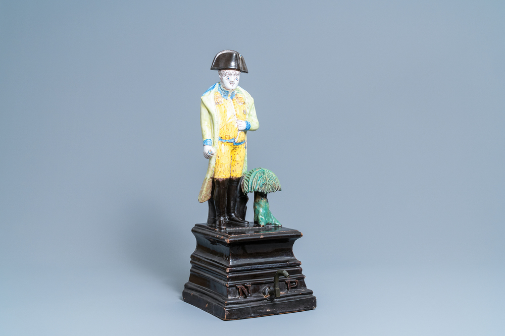 A large polychrome faience 'Napoleon' fountain, France, 19th C.