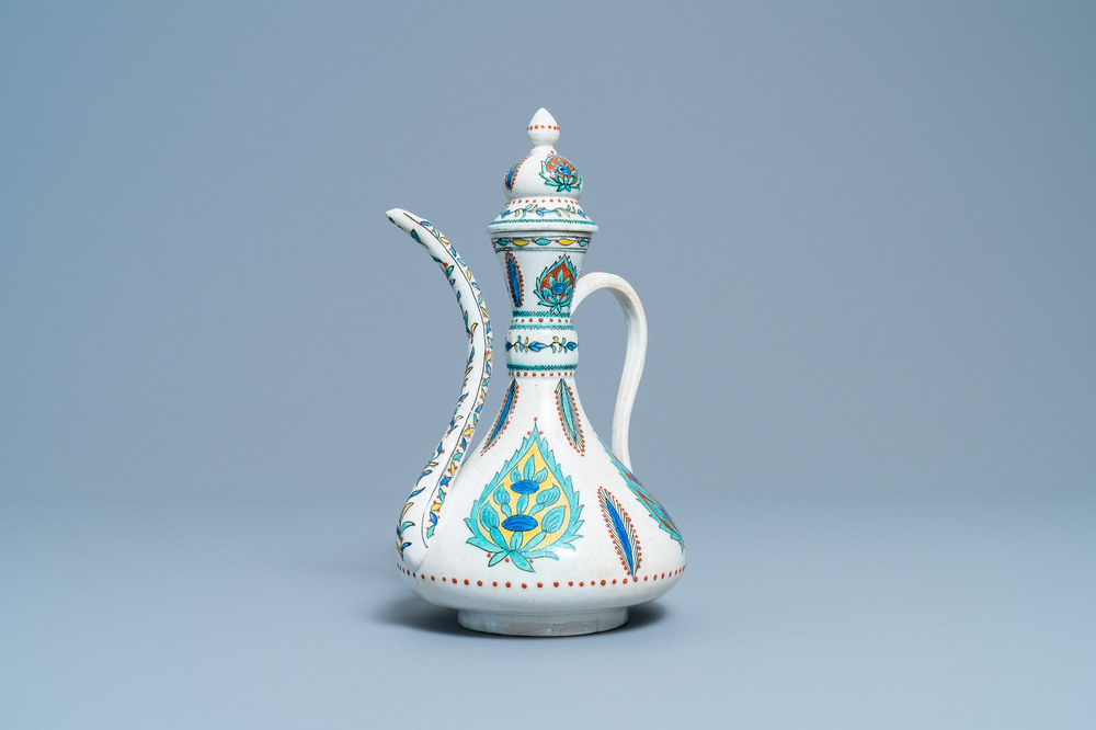 An Iznik-style ewer and cover, Samson, Paris, France, 19th C.