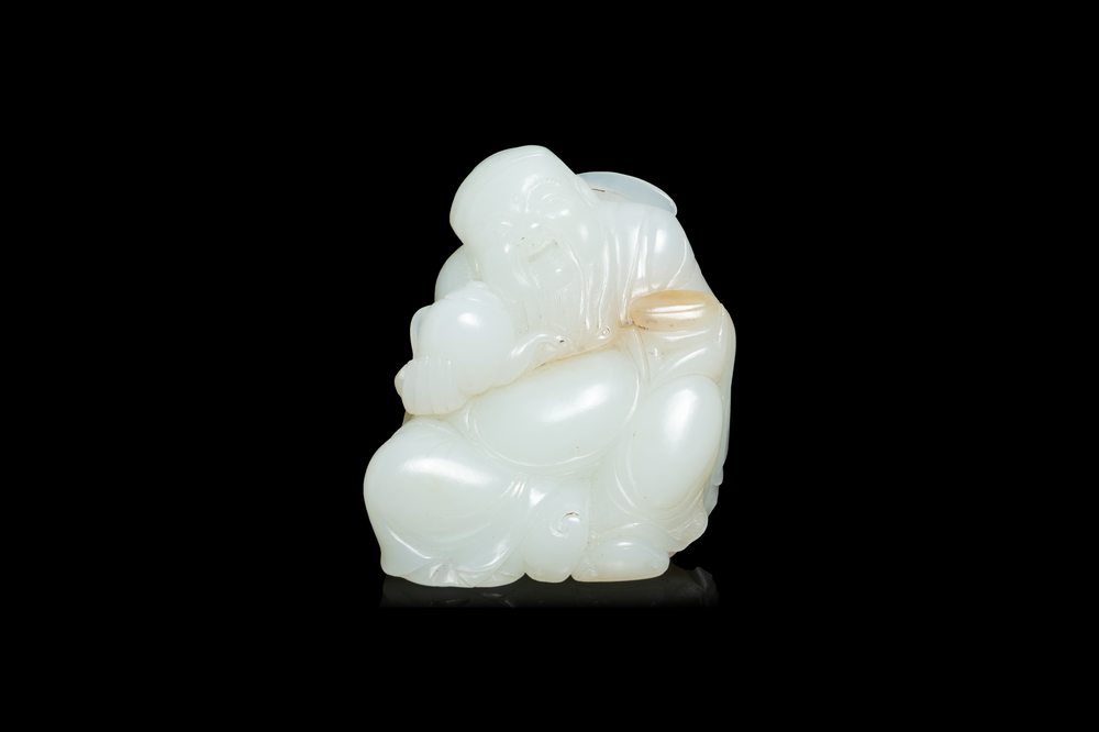 Une figure de Li Taipo en jade blanc, Chine, Kangxi/Yongzheng