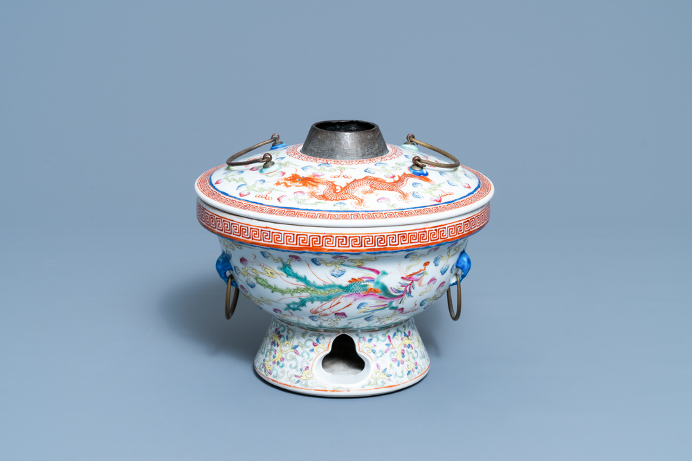 A Chinese famille rose warming bowl for the Straits or Peranakan market, Qianlong mark, 19/20th C.