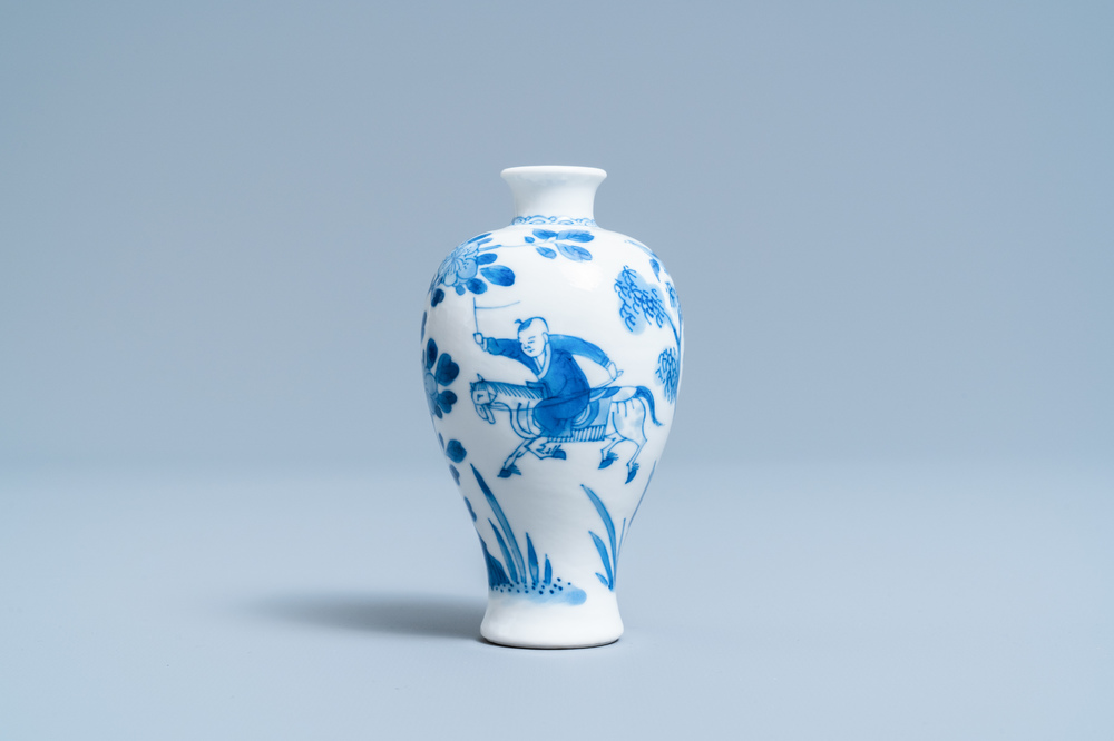 A small Chinese blue and white 'boy on horseback' vase, Kangxi