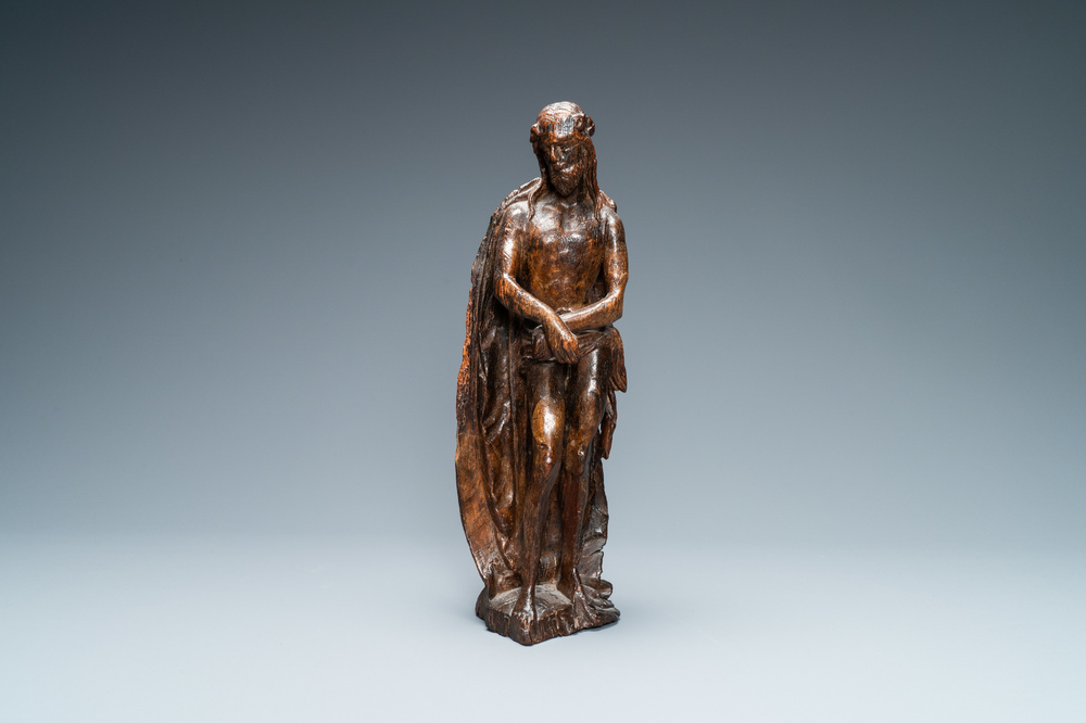 An oak figure of the Pensive Christ, Flanders, 16th C.