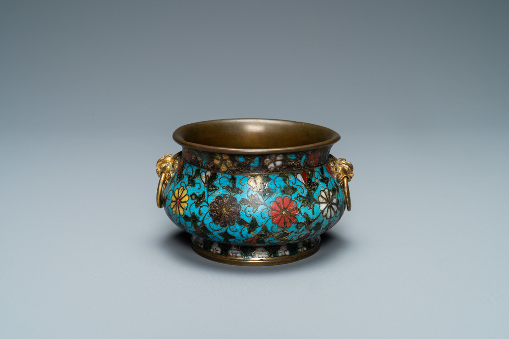 A Chinese cloisonn&eacute; censer, Ming