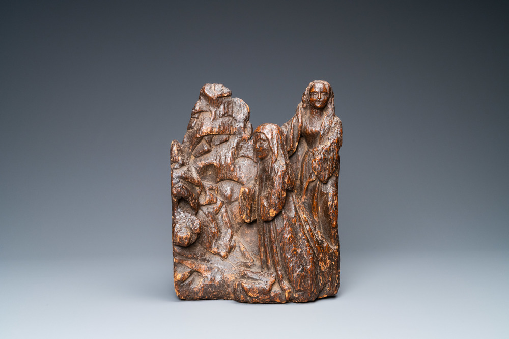 An oak group with two women in a rocky landscape, ca. 1500