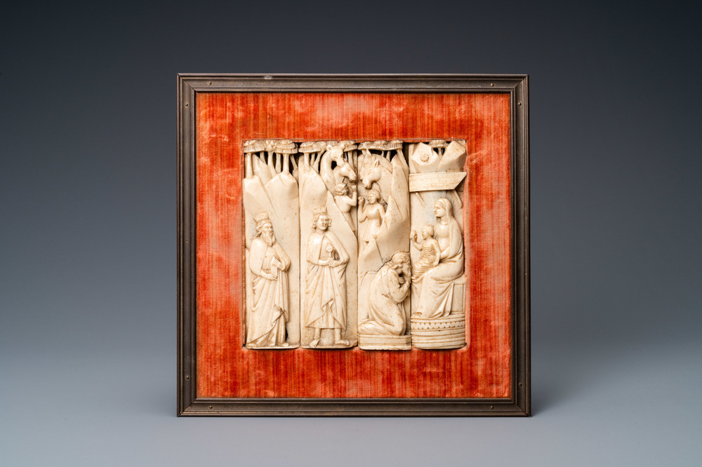 Four reticulated bone 'Adoration of the Magi' panels, Embriachi workshop, Italy, 15th C.