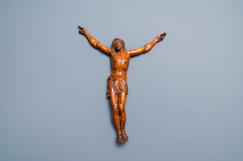 Une statue de Christ en buis sculpt&eacute;, Flandres, 16/17&egrave;me