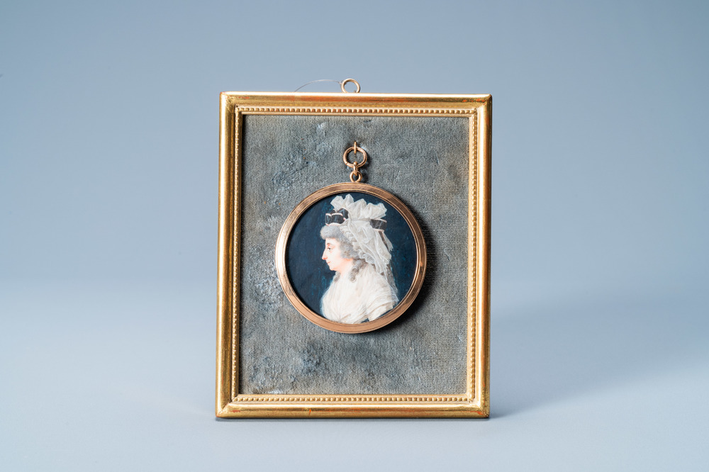 Pierre Louis Bouvier (1765-1836): a portrait miniature on ivory in a golden medallion, dated 1788