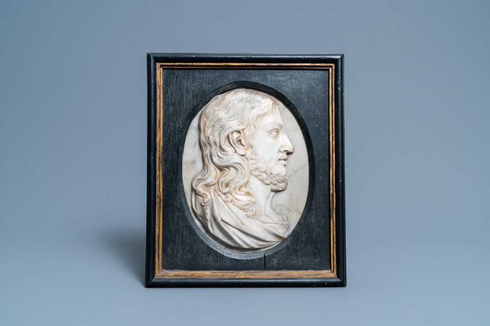 A white marble profile bust of Christ, Italy, 18th C.