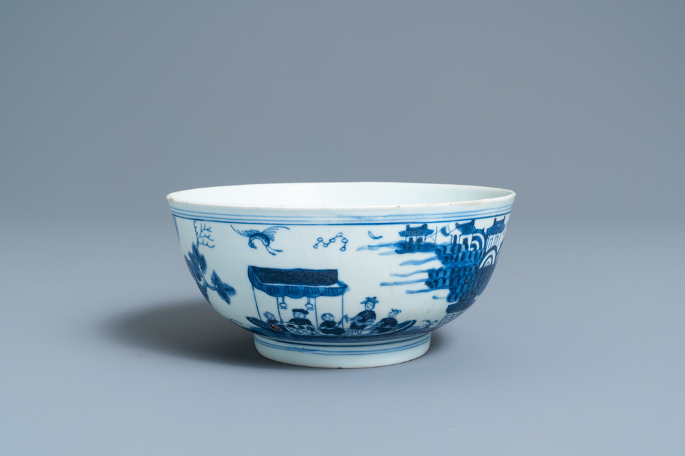 Een Chinese blauw-witte 'Bleu de Hue' kom voor de Vietnamese markt, gedateerd 1845