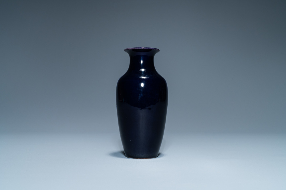 A Chinese monochrome aubergine-glazed vase, Kangxi