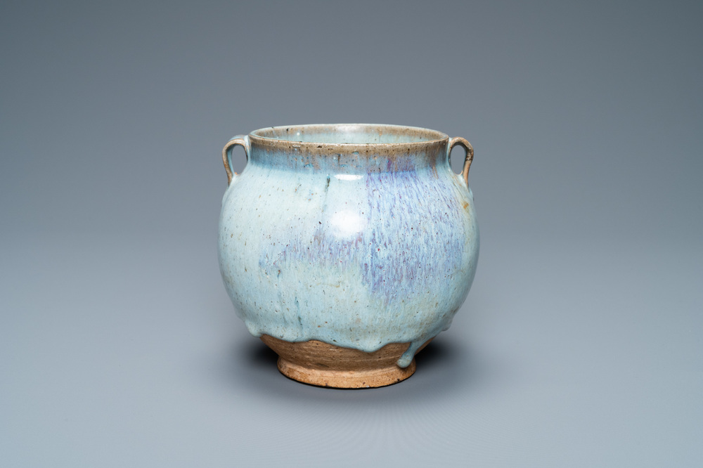 A globular Chinese junyao two-handled jar, Jin