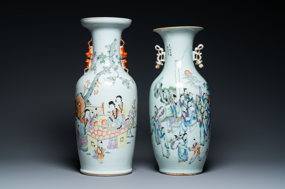 Deux vases en porcelaine de Chine qianjiang cai, 19/20&egrave;me