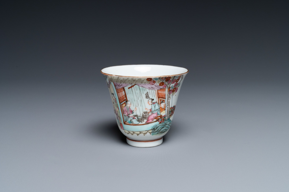 A Chinese famille rose wine cup, Qianlong mark, Republic