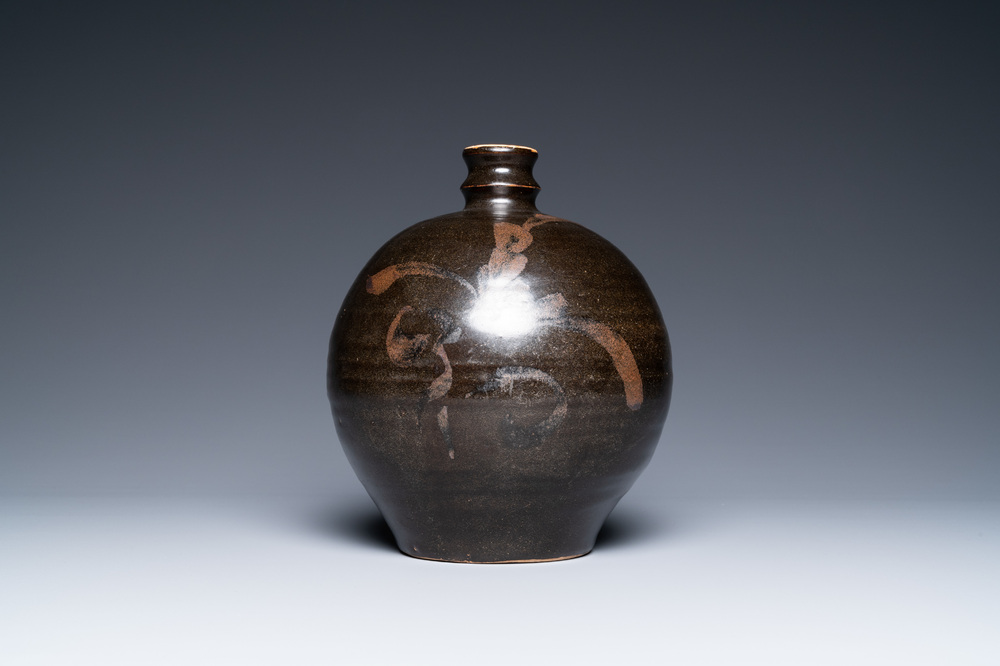 A Chinese black-brown-glazed russet-splashed jar, Henan kilns, Song