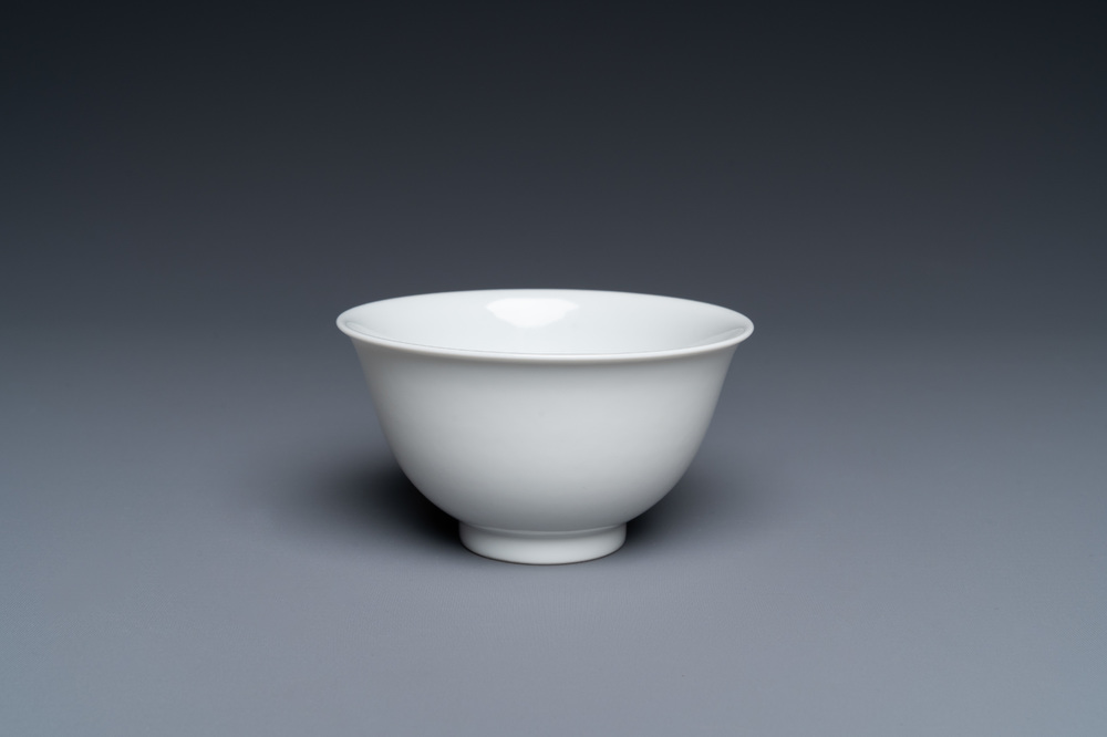 A fine Chinese monochrome white-glazed bowl, Yongzheng mark and of the period