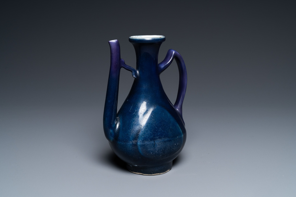 A Chinese monochrome blue ewer for the Islamic market, Ming