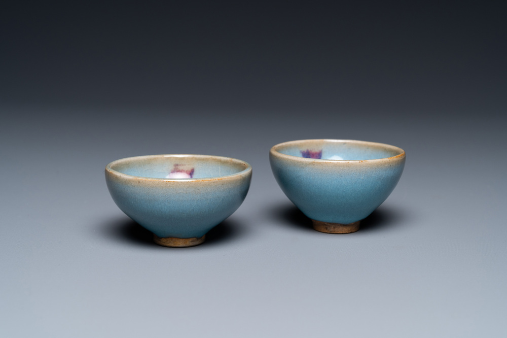 Two Chinese junyao Song-style bowls, probably Qing