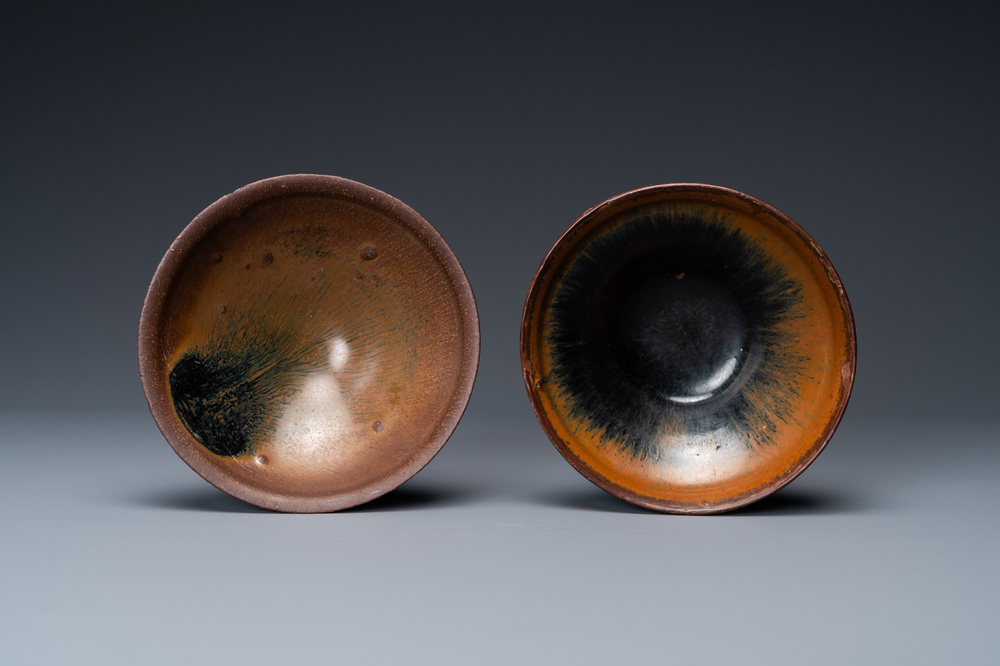 Two Chinese 'hare's fur' tea bowls, Song or later