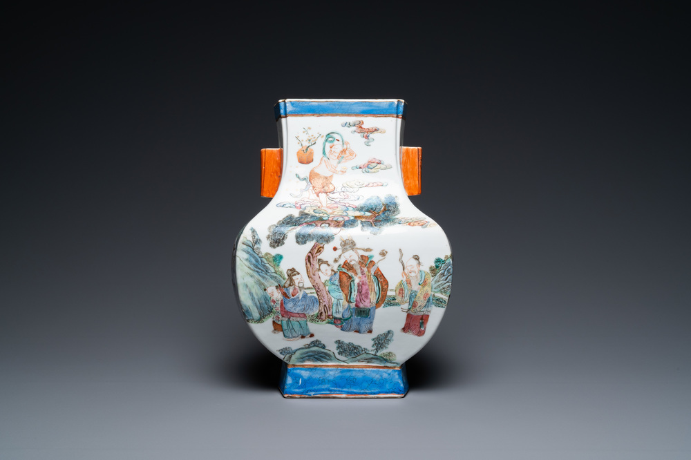 A Chinese famille rose 'immortals' vase, 19th C.