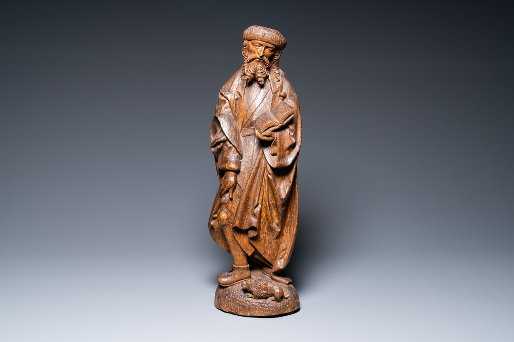 Une figure de Saint Roch en ch&ecirc;ne sculpt&eacute;, Westphalie, Allemagne, 1er quart du 16&egrave;me