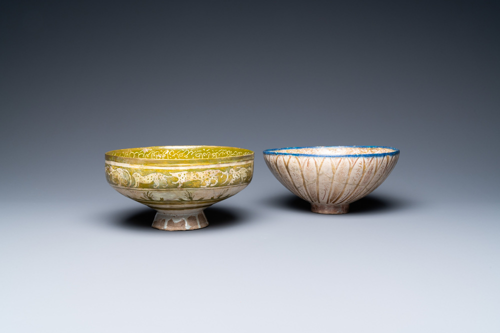 Two Seljuk and Kashan lusterware bowls, Iran, 13/14th C.