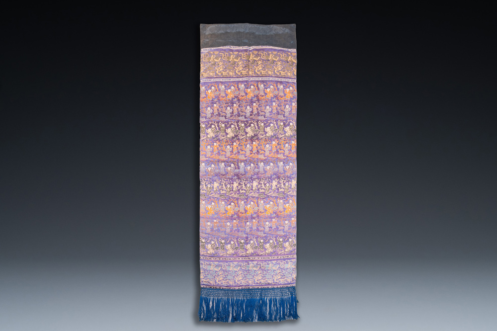 A Chinese rectangular kesi-woven silk panel, 19th C.